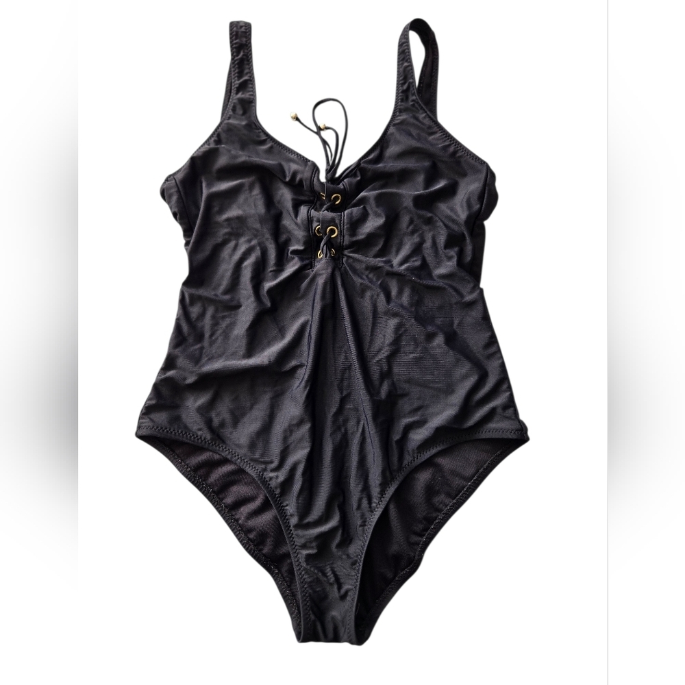 Mossimo Black Lace Up Swimsuit Size Large